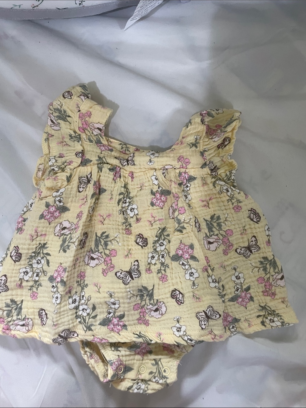 Yellow Floral Butterfly Ruffle Baby Dress Romper